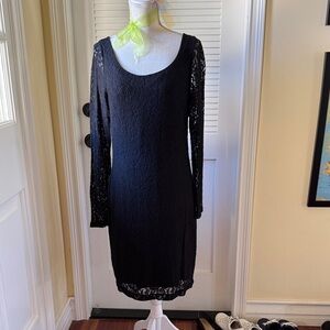 Ralph Lauren Black Lace Long Sleeve Dress